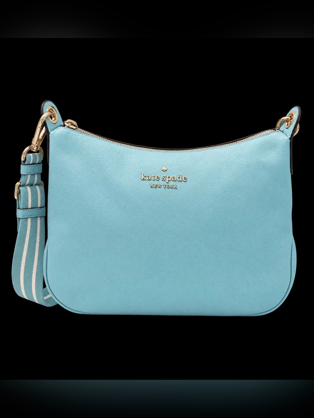 kate spade Tiffany Blue Large Rosie Crossbody with Striped Guitar Strap
